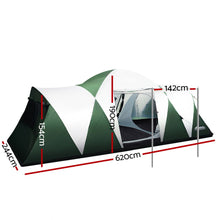 Load image into Gallery viewer, Weisshorn Family 12 Person Hiking Beach Tents (3 Rooms) Green Camping Tent
