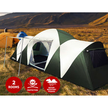 Load image into Gallery viewer, Weisshorn Family 12 Person Hiking Beach Tents (3 Rooms) Green Camping Tent
