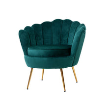 Load image into Gallery viewer, Shell Back Design Accent Retro Single Sofa Velvet Green Armchair
