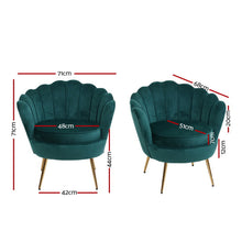 Load image into Gallery viewer, Shell Back Design Accent Retro Single Sofa Velvet Green Armchair
