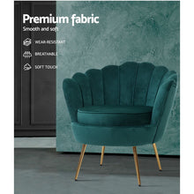 Load image into Gallery viewer, Shell Back Design Accent Retro Single Sofa Velvet Green Armchair
