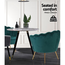 Load image into Gallery viewer, Shell Back Design Accent Retro Single Sofa Velvet Green Armchair
