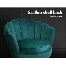 Load image into Gallery viewer, Shell Back Design Accent Retro Single Sofa Velvet Green Armchair
