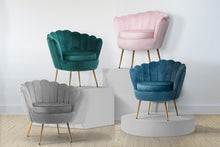 Load image into Gallery viewer, Shell Back Design Accent Retro Single Sofa Velvet Green Armchair
