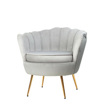 Load image into Gallery viewer, Shell Back Design Accent Retro Single Sofa Velvet Grey Armchair
