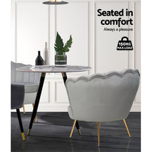 Load image into Gallery viewer, Shell Back Design Accent Retro Single Sofa Velvet Grey Armchair
