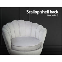 Load image into Gallery viewer, Shell Back Design Accent Retro Single Sofa Velvet Grey Armchair
