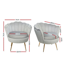 Load image into Gallery viewer, Shell Back Design Accent Retro Single Sofa Velvet Grey Armchair
