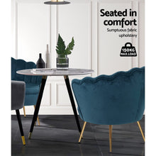 Load image into Gallery viewer, Shell Back Design Accent Retro Single Sofa Velvet Navy Armchair
