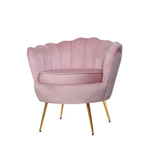 Load image into Gallery viewer, Shell Back Design Accent Retro Single Sofa Velvet Pink Armchair
