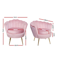 Load image into Gallery viewer, Shell Back Design Accent Retro Single Sofa Velvet Pink Armchair
