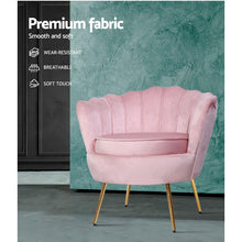 Load image into Gallery viewer, Shell Back Design Accent Retro Single Sofa Velvet Pink Armchair
