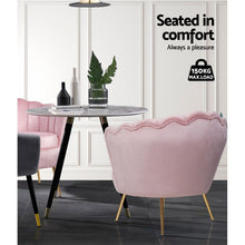 Load image into Gallery viewer, Shell Back Design Accent Retro Single Sofa Velvet Pink Armchair
