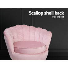 Load image into Gallery viewer, Shell Back Design Accent Retro Single Sofa Velvet Pink Armchair
