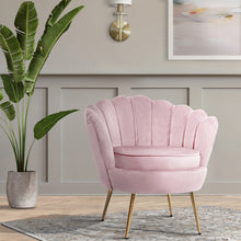 Load image into Gallery viewer, Shell Back Design Accent Retro Single Sofa Velvet Pink Armchair
