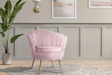 Load image into Gallery viewer, Shell Back Design Accent Retro Single Sofa Velvet Pink Armchair
