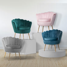 Load image into Gallery viewer, Shell Back Design Accent Retro Single Sofa Velvet Pink Armchair
