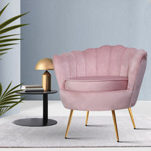 Load image into Gallery viewer, Shell Back Design Accent Retro Single Sofa Velvet Pink Armchair
