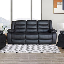 Load image into Gallery viewer, Luxurious 3 Seater Faux Leather Recliner Lounge Couch in Black
