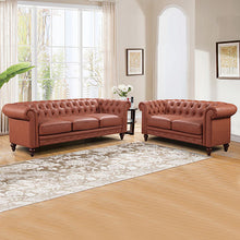 Load image into Gallery viewer, Luxurious Chesterfireld Style Button Tufted in Faux Leather 3+2 Seater Brown Sofa Lounge
