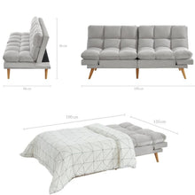 Load image into Gallery viewer, Versatile 3 Seater Velvet Sofa Light Grey Futon Bed
