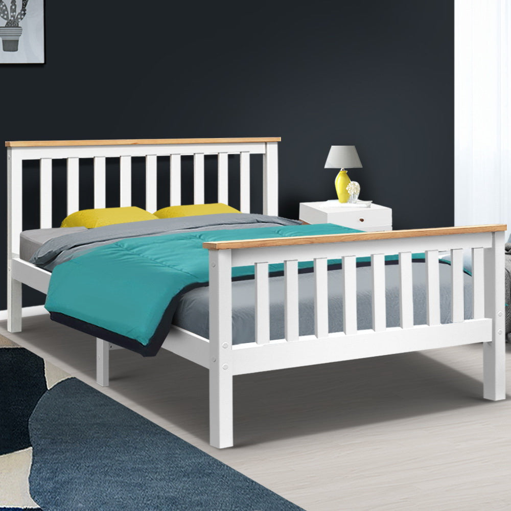 Double Wooden Timber Base Kids Bed Frame