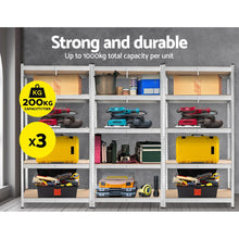 Load image into Gallery viewer, Strong and Durable Warehouse Shelving Rack x 3 - Silver 90 x 40 x 180cm
