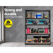 Load image into Gallery viewer, Durable Steel Warehouse Shelving Rack - Black 120cm x 40cm x 180cm
