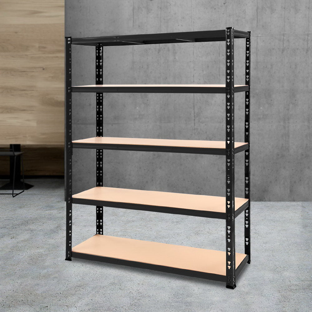 Durable Steel Warehouse Shelving Rack - Black 120cm x 40cm x 180cm