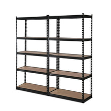 Load image into Gallery viewer, Durable 5-Shelves Steel Warehouse Shelving Rack x 2 - Black 90cm x 40cm x 180cm
