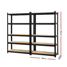 Load image into Gallery viewer, Strong and Durable Warehouse Shelving Rack x 2 - Black 90cm x 40cm x 180cm
