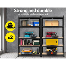 Load image into Gallery viewer, Strong and Durable Warehouse Shelving Rack x 2 - Black 90cm x 40cm x 180cm
