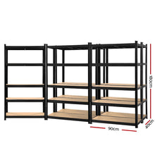 Load image into Gallery viewer, Strong and Durable Warehouse Shelving Rack x 5 - Black 90cm x 40cm x 180cm
