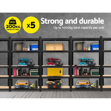 Load image into Gallery viewer, Strong and Durable Warehouse Shelving Rack x 5 - Black 90cm x 40cm x 180cm
