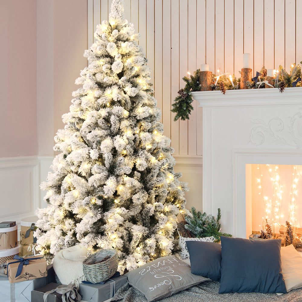 Snowy LED Lights Warm White Christmas Tree 2.1M 7FT