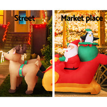 Load image into Gallery viewer, 2.2M Christmas Inflatable Santa Sleigh Ride Reindeer Deer Decor
