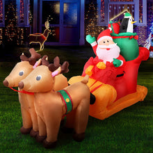 Load image into Gallery viewer, 2.2M Christmas Inflatable Santa Sleigh Ride Reindeer Deer Decor
