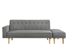 Load image into Gallery viewer, luxury 3 Seater Fabric Sofa Bed with Ottoman - Light Grey
